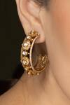 Shop_Joules by Radhika_Gold Plated Stones Regal Radiance Hoop Earrings _at_Aza_Fashions