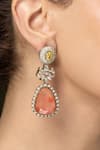 Shop_Joules by Radhika_Peach Stones, Crystals, Rhinestones Sunset Tear Drop Embellished Earrings _at_Aza_Fashions