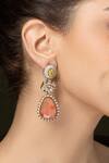 Buy_Joules by Radhika_Peach Stones, Crystals, Rhinestones Sunset Tear Drop Embellished Earrings _at_Aza_Fashions