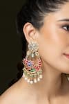Shop_Joules by Radhika_Multi Color Beads, Pearls, Stones Enamel Peacock Embellished Danglers _at_Aza_Fashions