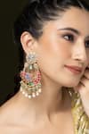 Buy_Joules by Radhika_Multi Color Beads, Pearls, Stones Enamel Peacock Embellished Danglers _at_Aza_Fashions