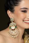 Buy_Joules by Radhika_Green Pearls, Stones, Crystals Heritage Embellished Chandbalis _at_Aza_Fashions