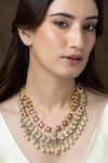Buy_Joules by Radhika_Multi Color Beads, Pearls, Stones Layered Embellished Necklace _at_Aza_Fashions