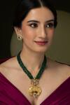Buy_Joules by Radhika_Green Beads, Stones Mayura Beaded Long Necklace _at_Aza_Fashions