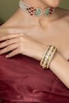 Buy_Joules by Radhika_Green Stones Studded Bangle _at_Aza_Fashions