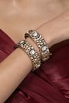 Shop_Joules by Radhika_White Stones, Crystals Traditional Uncut Embellished Bangle - Set Of 2 _at_Aza_Fashions