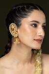 Buy_Joules by Radhika_Gold Plated Pearls, Zari, Stones Peacock Shaped Cuff Earrings - Set Of 2 _at_Aza_Fashions
