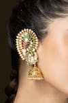 Shop_Joules by Radhika_Green Pearls, Stones Embellished Ear Cuff Jhumkas - Set Of 2 _at_Aza_Fashions