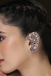 Shop_Joules by Radhika_Blue Stones, Crystals Indigo Bloom Hoop Ear Cuffs - Set Of 2 _at_Aza_Fashions