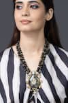Buy_Joules by Radhika_Black Beads, Stones Midnight Slate Medallion Pendant Necklace _at_Aza_Fashions