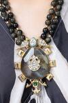 Joules by Radhika_Black Beads, Stones Midnight Slate Medallion Pendant Necklace _Online_at_Aza_Fashions