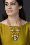 Buy_Joules by Radhika_Gold Plated Beads, Stones Emerald Geometric Medallion Necklace _at_Aza_Fashions