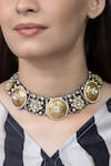 Shop_Joules by Radhika_Gold Plated Beads, Stones, Crystals Two Filigree Embellished Choker _at_Aza_Fashions