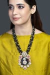 Buy_Joules by Radhika_Multi Color Beads, Pearls, Stones Midnight Blossom Medallion Pendant Necklace _at_Aza_Fashions