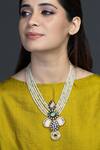 Buy_Joules by Radhika_White Beads, Pearls, Stones, Swarna Embellished Pendant Necklace _at_Aza_Fashions