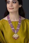 Buy_Joules by Radhika_Pink Beads, Stones Heeraya Embellished Cutwork Pendant Necklace _at_Aza_Fashions