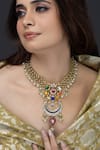 Buy_Joules by Radhika_Multi Color Pearls, Stones, Rivaah Embellished Pendant Necklace _at_Aza_Fashions