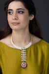 Buy_Joules by Radhika_Gold Plated Beads, Pearls, Stones Rajwada Embellished Necklace _at_Aza_Fashions