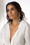 Buy_Joules by Radhika_Silver Plated Beads, Pearls, Stones Ornate Layered Bell Earrings _at_Aza_Fashions