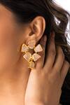 Shop_Joules by Radhika_Pink Imitation Gemstones Raw Quartz Petals Earrings _at_Aza_Fashions