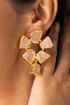 Joules by Radhika_Pink Imitation Gemstones Raw Quartz Petals Earrings _Online_at_Aza_Fashions