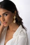 Buy_Joules by Radhika_White Pearls Baroque Embellished Earrings _at_Aza_Fashions