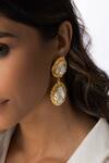 Shop_Joules by Radhika_White Pearls Baroque Embellished Earrings _at_Aza_Fashions