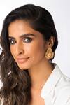 Buy_Joules by Radhika_White Pearls, Stones Drop Flower Shaped Earrings _at_Aza_Fashions