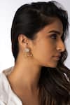 Buy_Joules by Radhika_White Pearls, Stones Cluster Embellished Drop Earrings _at_Aza_Fashions