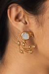 Joules by Radhika_White Pearls, Stones Cluster Embellished Drop Earrings _Online_at_Aza_Fashions