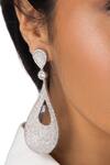 Joules by Radhika_Silver Plated Crystals Teardrop Statement Earrings _Online_at_Aza_Fashions