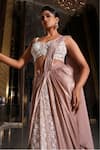 Buy_Nikunj By NIIDHI BAJAJ_Pink Jersey Embroidery Sweetheart Neck Nureh Draped Saree With Blouse 
