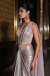 Buy_Nikunj By NIIDHI BAJAJ_Grey Jersey Embroidery Sweetheart Neck Zeenat Draped Saree With Corset _Online_at_Aza_Fashions