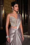 Shop_Nikunj By NIIDHI BAJAJ_Grey Jersey Embroidery Sweetheart Neck Zeenat Draped Saree With Corset _Online_at_Aza_Fashions