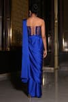 Shop_Nikunj By NIIDHI BAJAJ_Blue Satin Embroidery, Sequins Sweetheart Neck Zoyah Draped Saree With Corset _at_Aza_Fashions