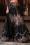 Nikunj By NIIDHI BAJAJ_Black Net Sequins Sweetheart Neck Sahira Embroidered Lehenga Set _Online_at_Aza_Fashions