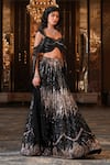 Buy_Nikunj By NIIDHI BAJAJ_Black Net Sequins Sweetheart Neck Sahira Embroidered Lehenga Set _Online_at_Aza_Fashions