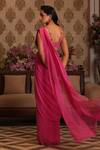 Shop_Nikunj By NIIDHI BAJAJ_Pink Chinon Embroidery, Mirrors Sweetheart Aaira Pre-draped Saree With Blouse _at_Aza_Fashions