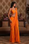 Nikunj By NIIDHI BAJAJ_Orange Crepe Embroidery, Stones Square Neck Amara Draped Sharara With Blouse _Online_at_Aza_Fashions