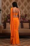 Shop_Nikunj By NIIDHI BAJAJ_Orange Crepe Embroidery, Stones Square Neck Amara Draped Sharara With Blouse _at_Aza_Fashions