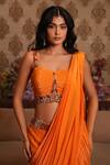 Buy_Nikunj By NIIDHI BAJAJ_Orange Crepe Embroidery, Stones Square Neck Amara Draped Sharara With Blouse _Online_at_Aza_Fashions