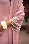 Shop_Nikunj By NIIDHI BAJAJ_Pink Silk Embroidery, Zari Keyhole Neck Noor Gulabi Hand Kurta Set _Online_at_Aza_Fashions