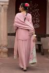 Shop_Nikunj By NIIDHI BAJAJ_Pink Silk Embroidery, Zari Keyhole Neck Noor Gulabi Hand Kurta Set _at_Aza_Fashions
