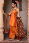 Shop_Nikunj By NIIDHI BAJAJ_Orange Silk Embroidery, Beads, Zari, Tassels, Kesariya Noor Hand Kurta Set _Online_at_Aza_Fashions