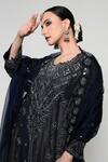 OHH CROW_Blue Silk, Tissue, Organza Embroidery, Mirrors Round Work Straight Kurta Set _Online