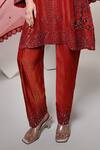 Buy_OHH CROW_Red Silk, Tissue, Organza Mirrors Round Neck, Yes Embroidered Kurta Set _Online_at_Aza_Fashions