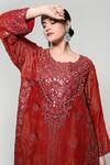 OHH CROW_Red Silk, Tissue, Organza Mirrors Round Neck, Yes Embroidered Kurta Set _Online