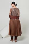 Shop_OHH CROW_Brown Silk, Tissue, Organza, Chanderi Mirrors, Embroidery Work Anarkali Set _at_Aza_Fashions