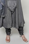 Buy_OHH CROW_Grey Silk, Tissue, Organza, Chanderi Mirrors Embroidered Jacket And Anarkali Set _Online_at_Aza_Fashions
