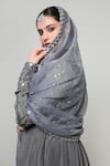 OHH CROW_Grey Silk, Tissue, Organza, Chanderi Mirrors Embroidered Jacket And Anarkali Set _Online